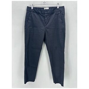 Nili Lotan East Hampton‎ Pants Black Stretch Crop Size 6 Raw Hem Quiet Luxury